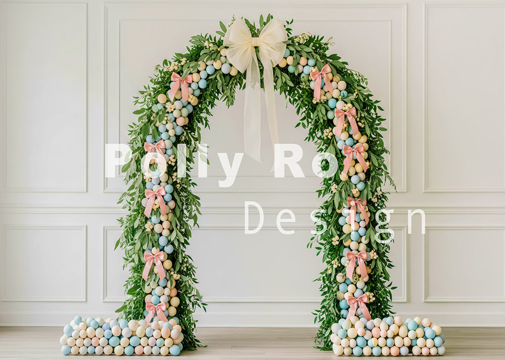 Toile de fond pour photographie de baiser de roses et de ballons de la Saint-Valentin d'Avezano conçue par Polly Ro Design