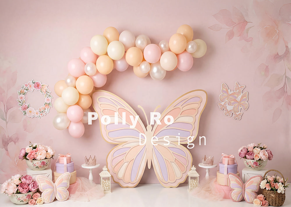 Toile de fond pour photographie de baiser de roses et de ballons de la Saint-Valentin d'Avezano conçue par Polly Ro Design