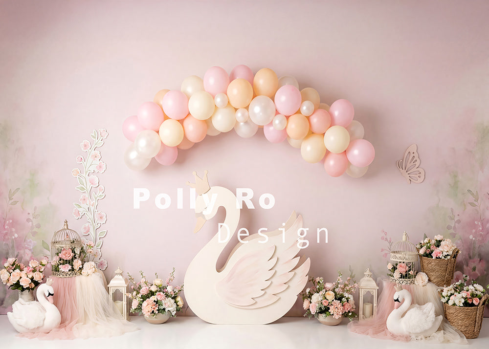 Toile de fond pour photographie de baiser de roses et de ballons de la Saint-Valentin d'Avezano conçue par Polly Ro Design