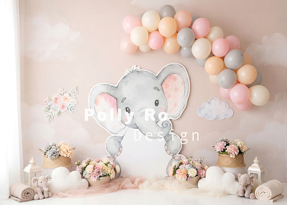 Toile de fond pour photographie de baiser de roses et de ballons de la Saint-Valentin d'Avezano conçue par Polly Ro Design