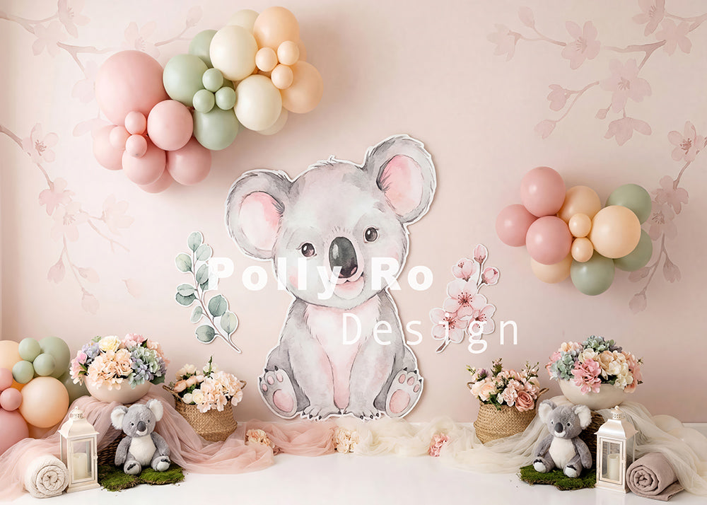 Toile de fond pour photographie de baiser de roses et de ballons de la Saint-Valentin d'Avezano conçue par Polly Ro Design