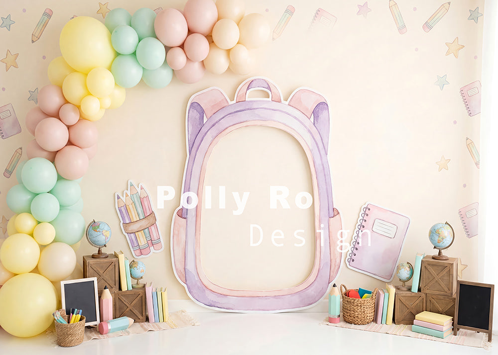 Toile de fond pour photographie de baiser de roses et de ballons de la Saint-Valentin d'Avezano conçue par Polly Ro Design