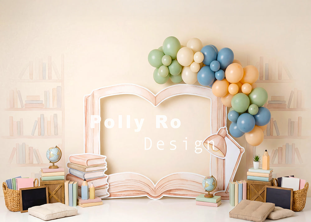 Toile de fond pour photographie de baiser de roses et de ballons de la Saint-Valentin d'Avezano conçue par Polly Ro Design