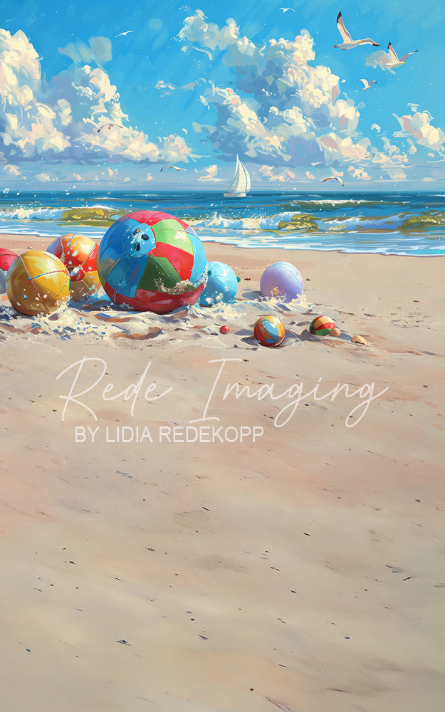 Avezano Beach Ball Ocean Scene Photography Backdrop Designed By Lidia Redekopp