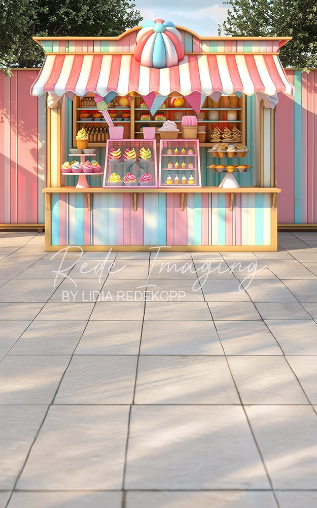 Avezano Pastel Striped Popcorn Cart Photography Backdrop Designed By Lidia Redekopp