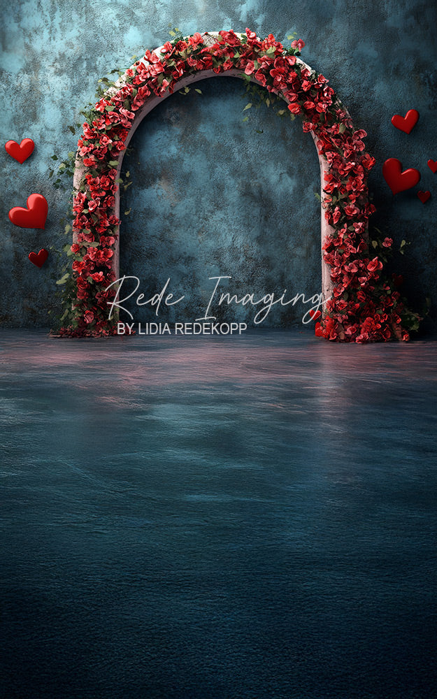 Avezano Red Rose Heart Archway Photography Backdrop Designed By Lidia Redekopp