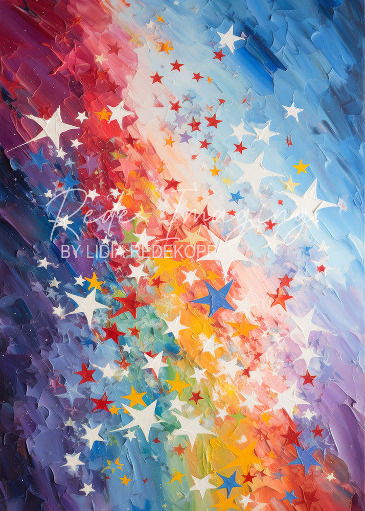 Avezano Rainbow Gradient Star Impasto Abstract Photography Backdrop Designed By Lidia Redekopp