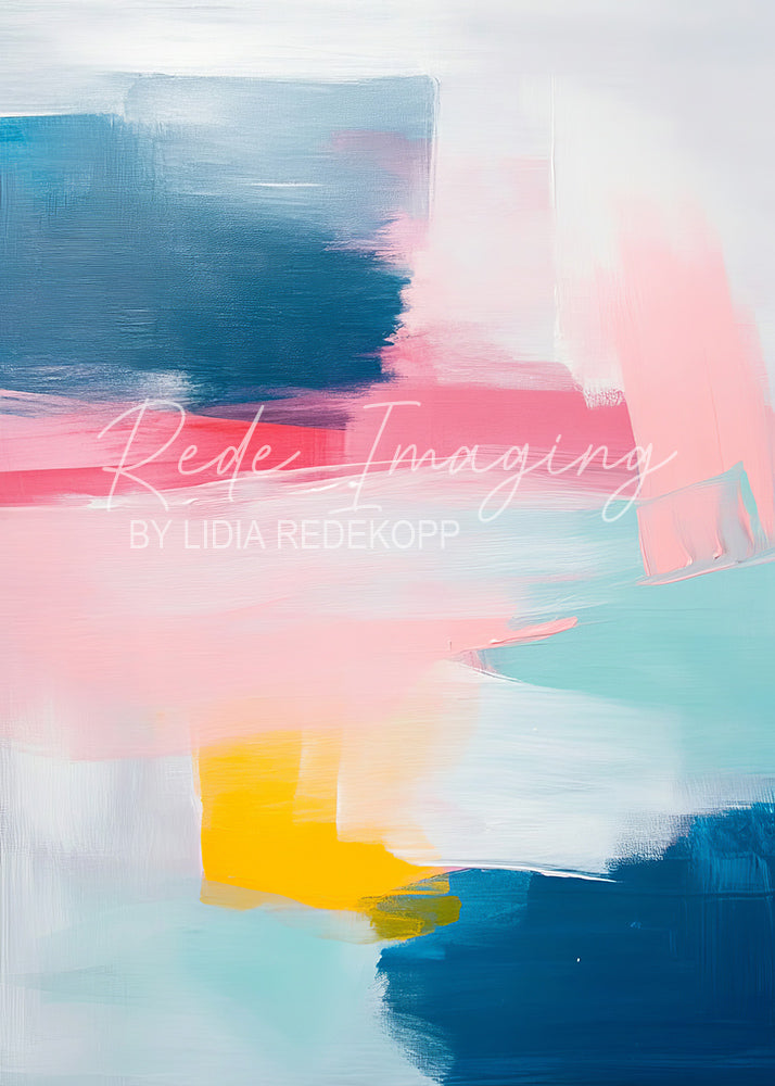 Avezano Pastel Pink Blue Yellow Abstract Brushstroke Photography Backdrop Designed By Lidia Redekopp