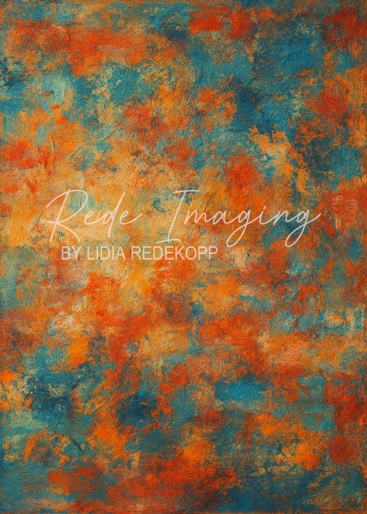 Avezano Rust Orange Teal Textured Abstract Photography Backdrop Designed By Lidia Redekopp