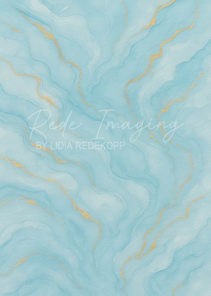 Avezano Light Blue Wavy Gold Vein Marble Photography Backdrop Designed By Lidia Redekopp