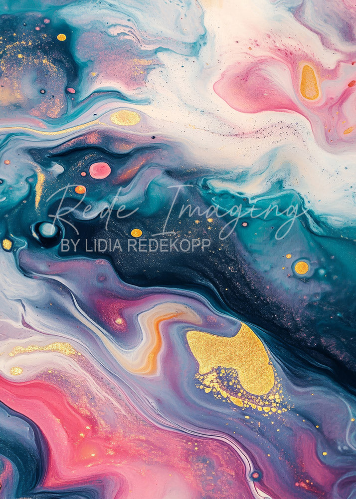 Avezano Teal Pink Purple Fluid Gold Abstract Photography Backdrop Designed By Lidia Redekopp