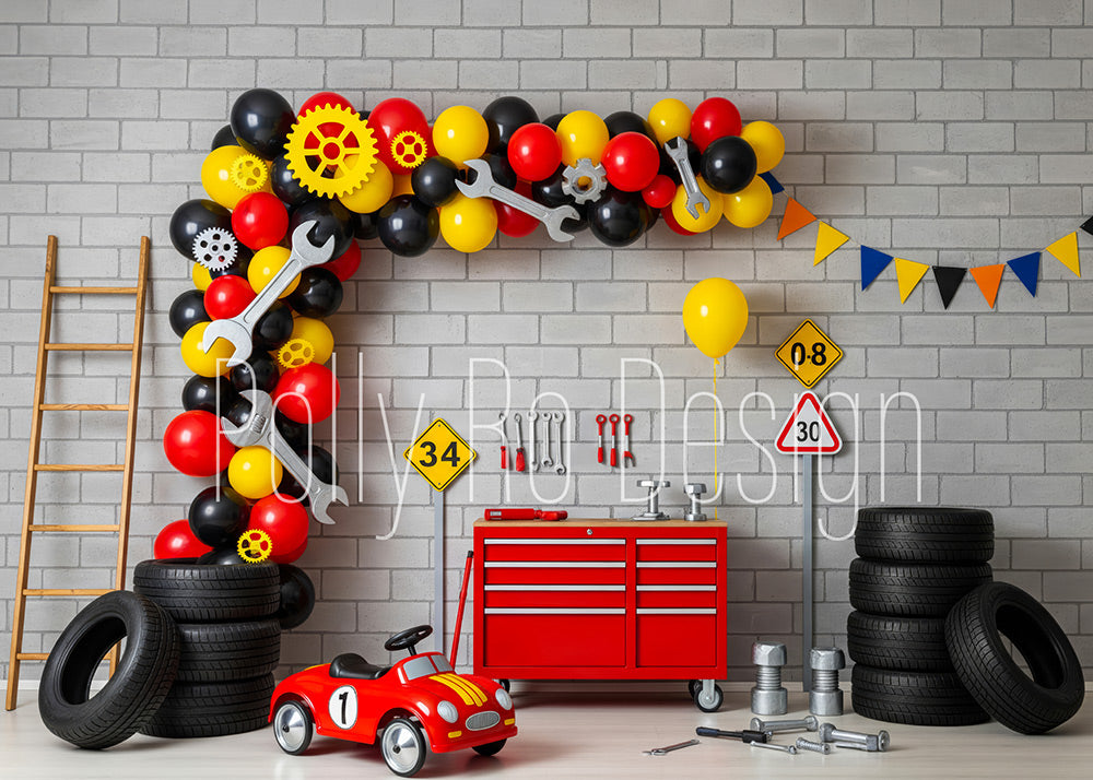 Toile de fond pour photographie de baiser de roses et de ballons de la Saint-Valentin d'Avezano conçue par Polly Ro Design