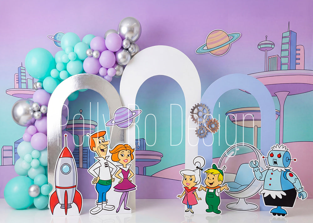 Avezano Jetsons Retro Futuristic Space Photography Backdrop Designed By Polly Ro Design