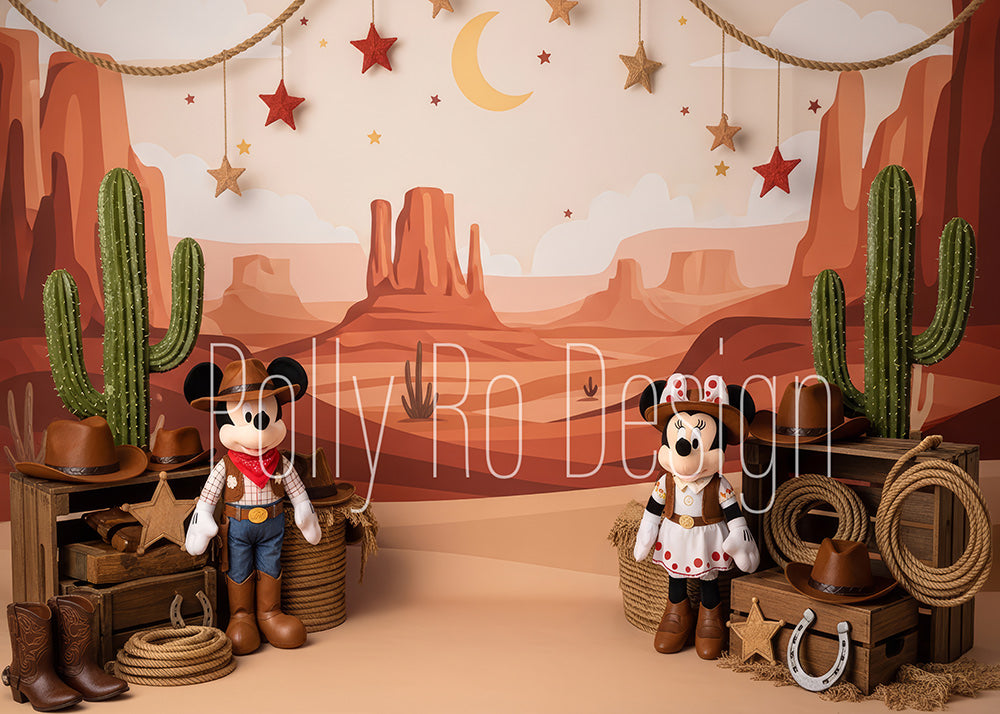 Avezano Mickey Minnie Western Desert Cactus Photography Backdrop Designed By Polly Ro Design