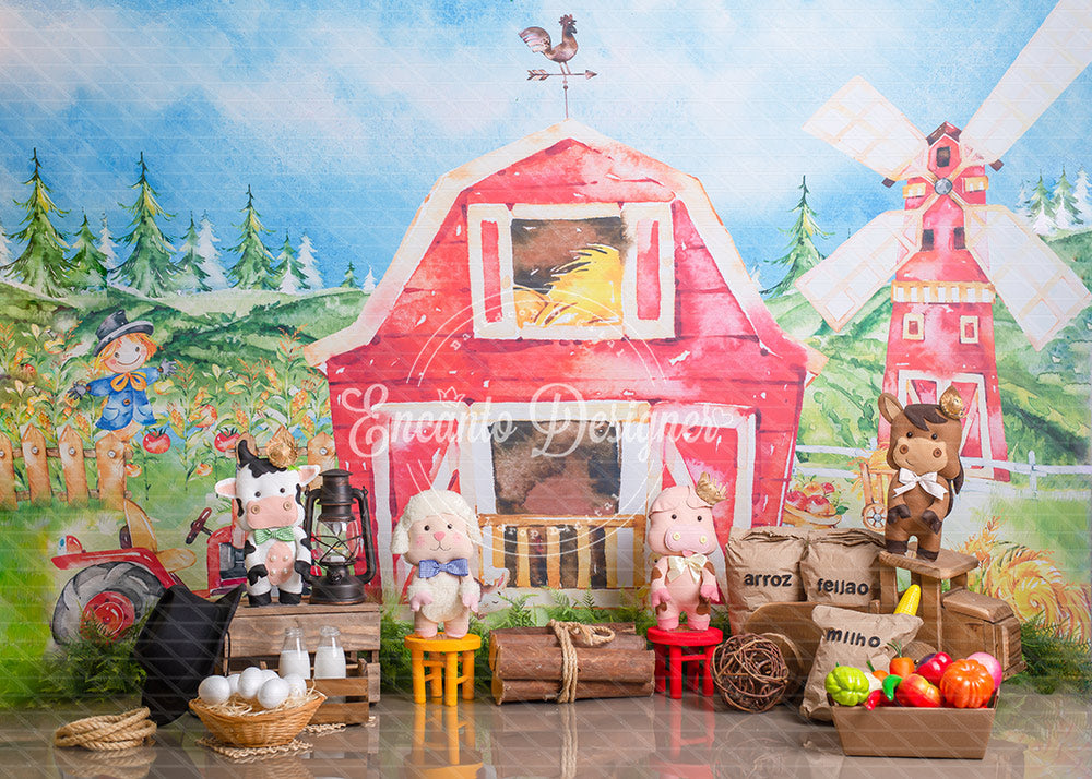 Avezano Farm Animal Red Barn Photography Background By Encanto Designer