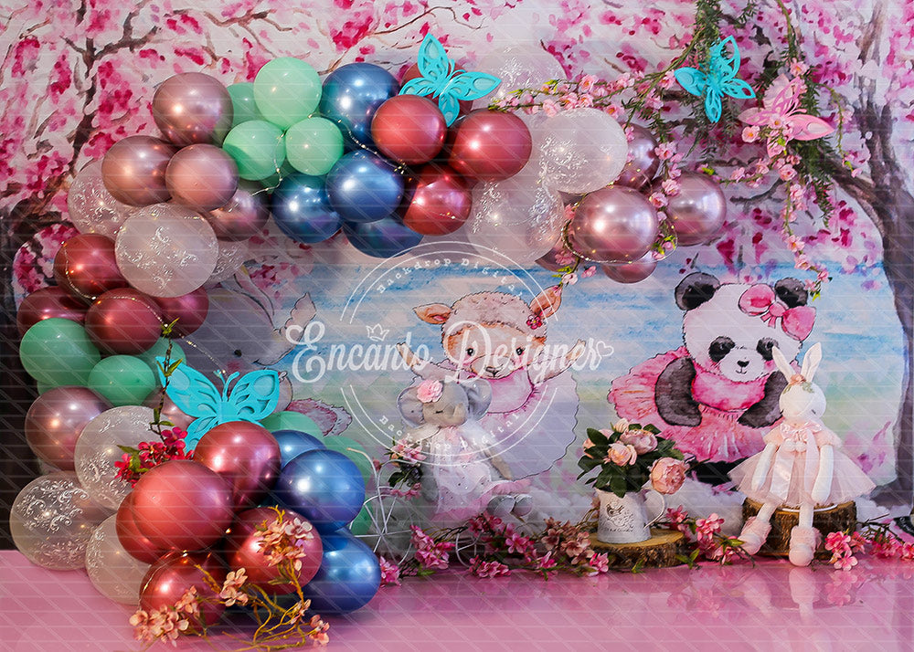 Avezano Cherry Blossom Animal Ballerina Balloon Photography Background By Encanto Designer