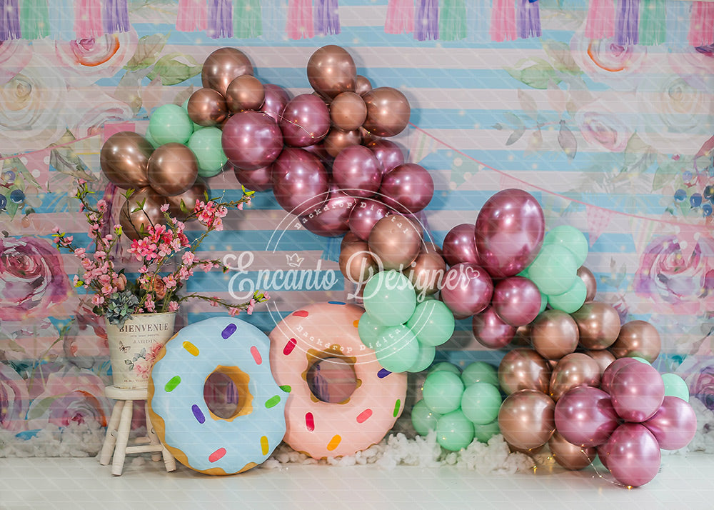 Avezano Donut and Pastel Balloon Photography Background By Encanto Designer