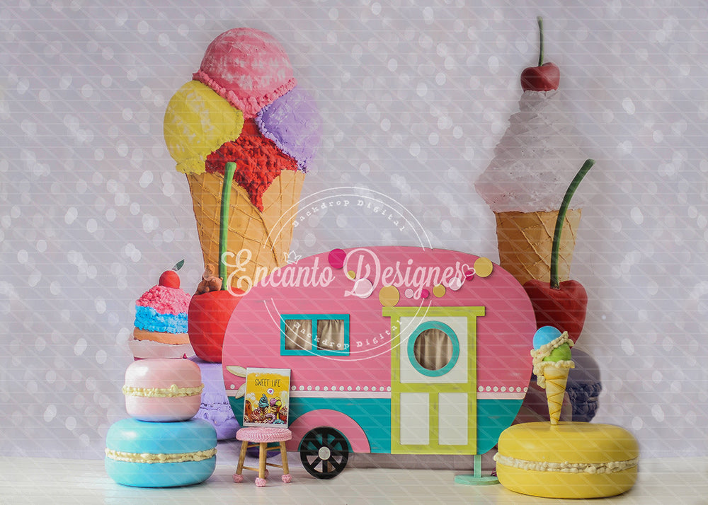 Avezano Sweet Ice Cream Camper Photography Background By Encanto Designer