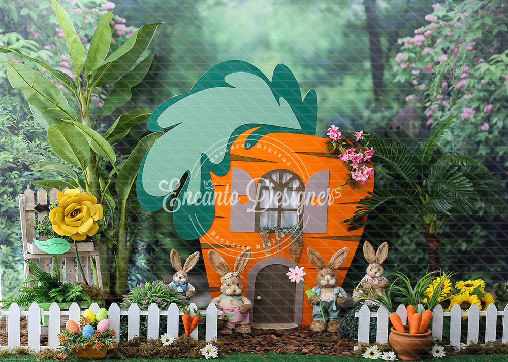 Avezano Carrot House Easter Bunny Photography Background By Encanto Designer