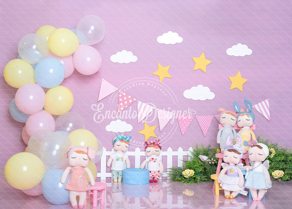 Avezano Pastel Star Cloud Doll Balloon Photography Background By Encanto Designer