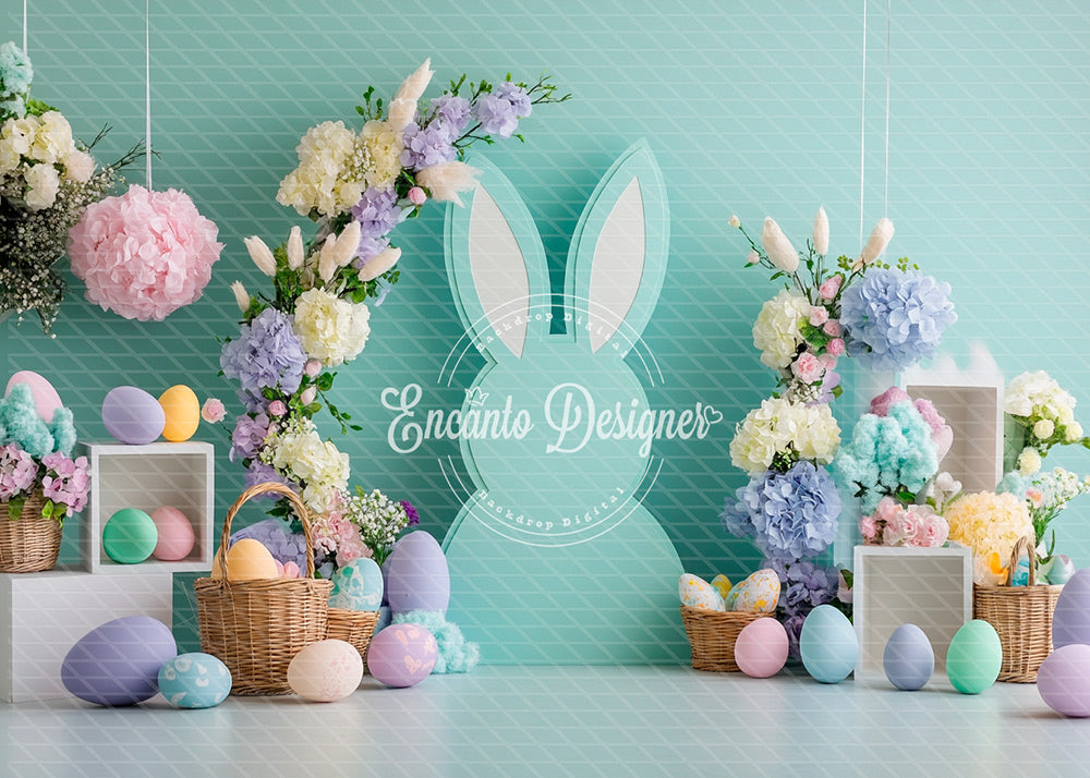 Avezano Pastel Bunny Ears Easter Egg Photography Background By Encanto Designer
