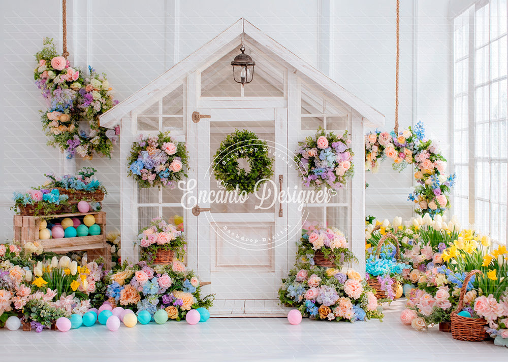 Avezano Easter Greenhouse Floral Egg Photography Background By Encanto Designer