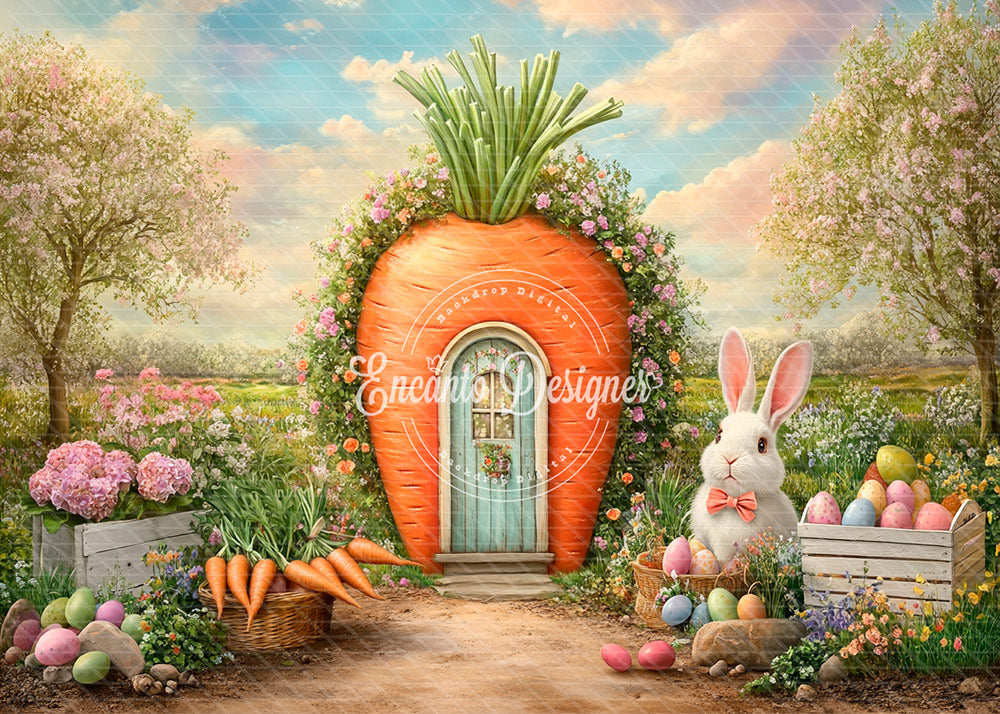 Avezano Carrot House Easter Bunny Photography Background By Encanto Designer