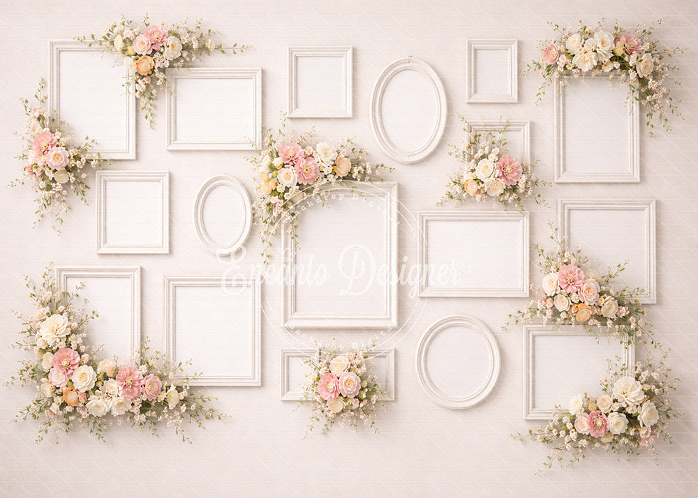 Avezano White Frame Floral Gallery Photography Background By Encanto Designer