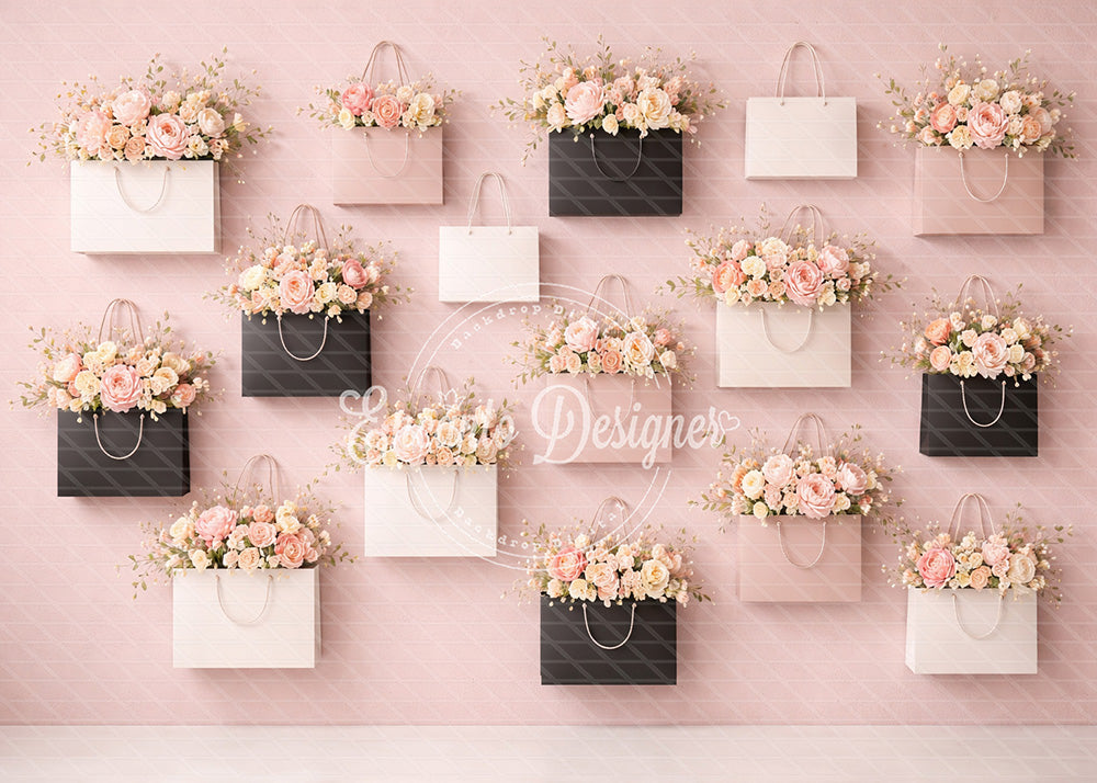 Avezano Pink Floral Shopping Bag Photography Background By Encanto Designer