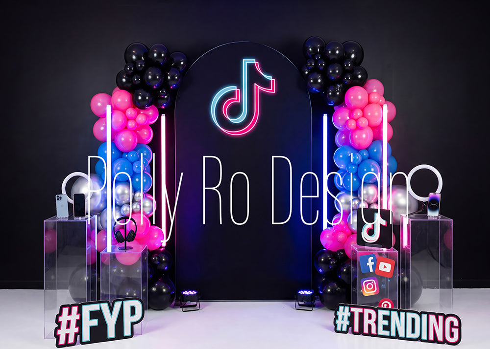 Avezano Tiktok Neon Social Media Balloon Photography Backdrop Designed By Polly Ro Design
