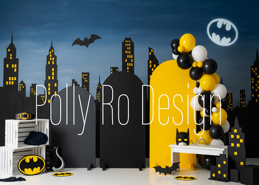 Avezano Batman Superhero City Balloon Photography Backdrop Designed By Polly Ro Design