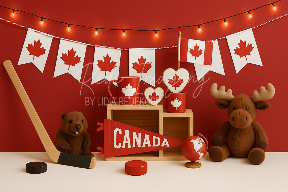 Avezano Canadian Hockey Moose Beaver Photography Backdrop Designed By Lidia Redekopp