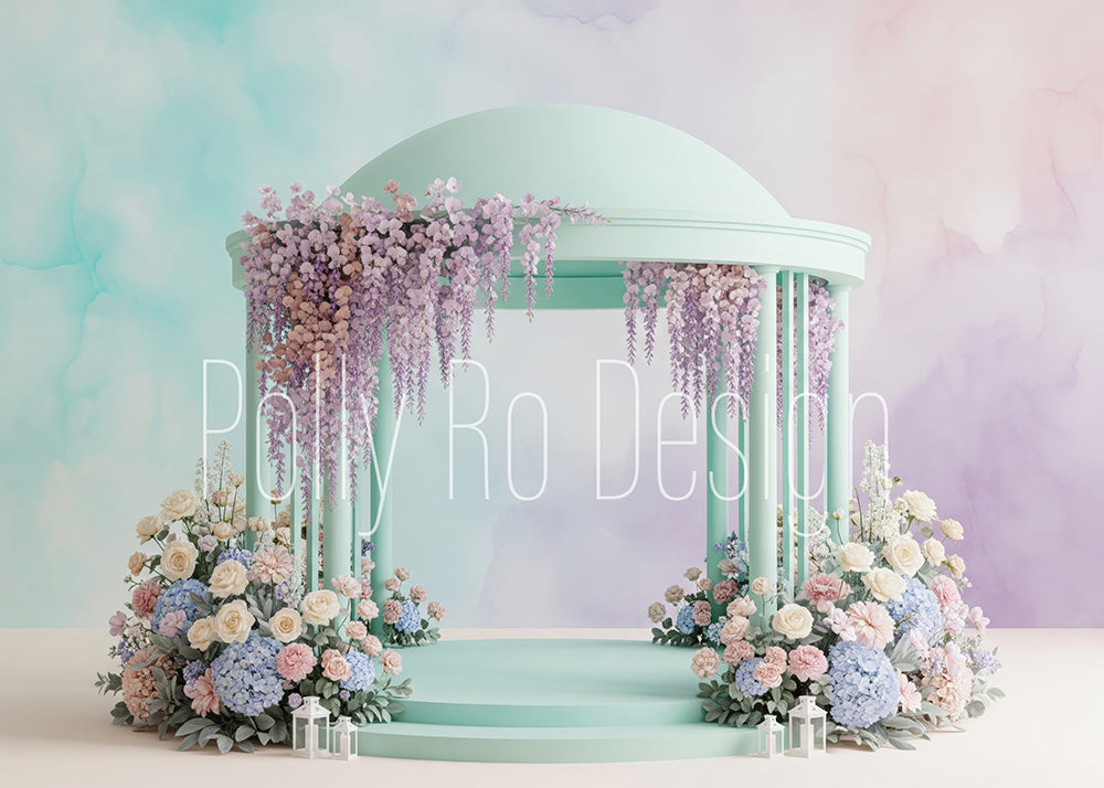 Avezano Mint Wisteria Gazebo Floral Photography Backdrop Designed By Polly Ro Design