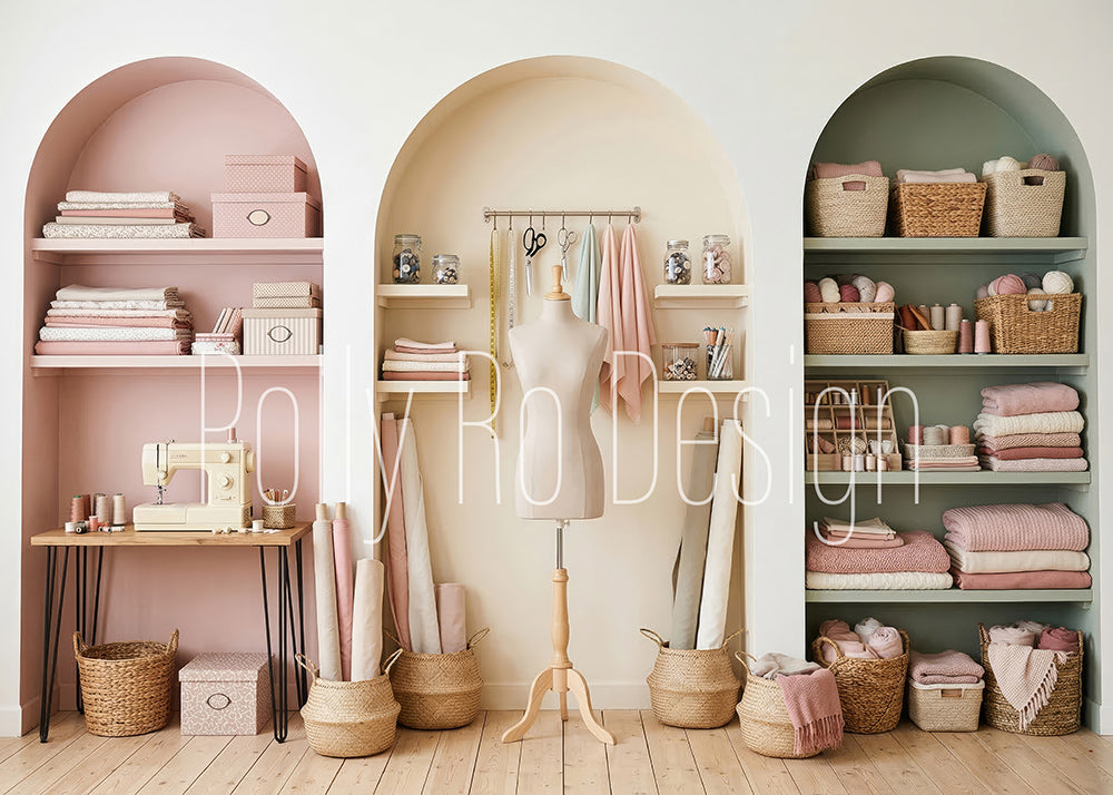 Avezano Sewing Room Craft Studio Photography Backdrop Designed By Polly Ro Design