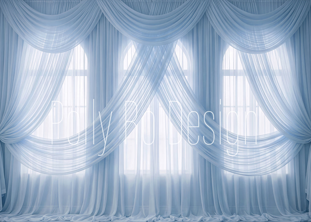 Avezano Light Blue Sheer Drapery Window Photography Backdrop Designed By Polly Ro Design