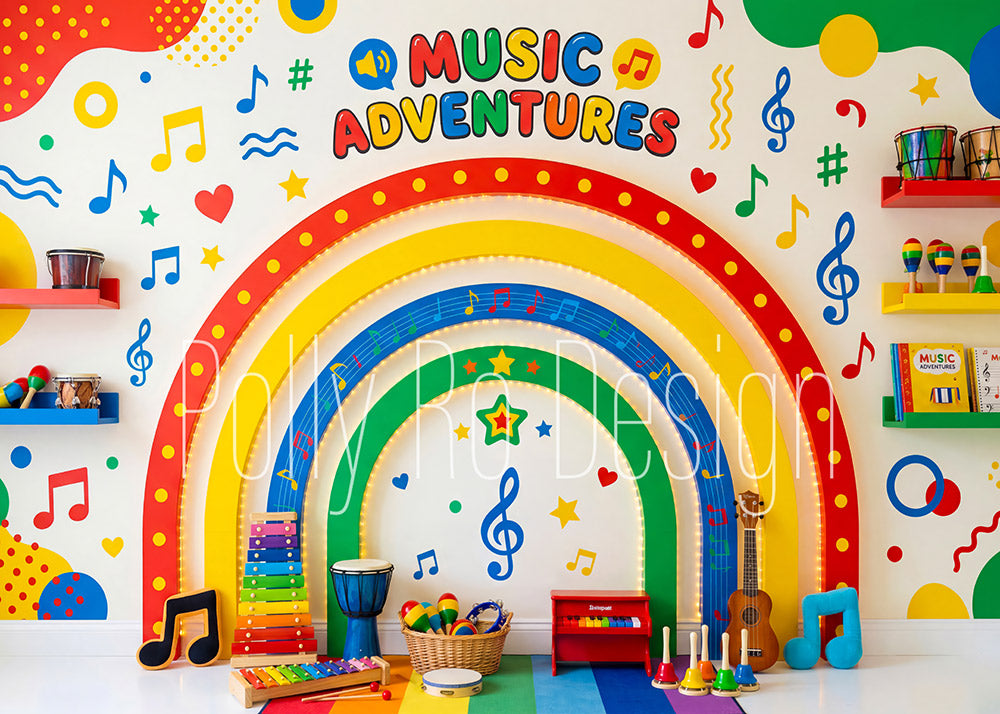 Avezano Music Adventures Rainbow Kids Photography Backdrop Designed By Polly Ro Design