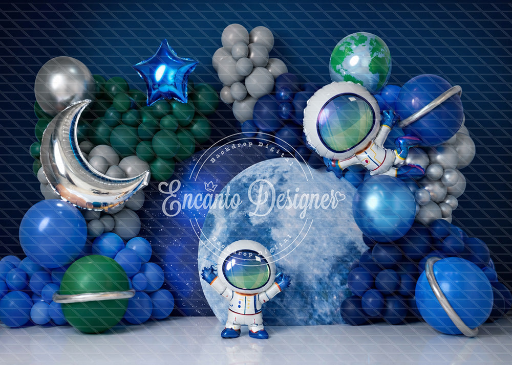 Avezano Outer Space Astronaut Balloon Birthday Photography Background By Encanto Designer