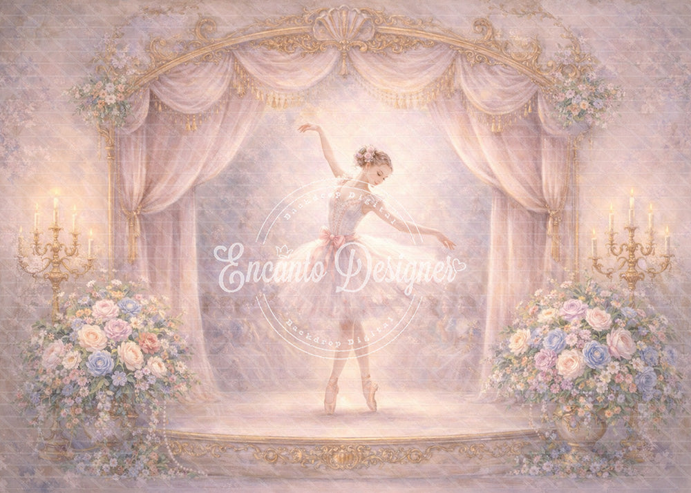 Avezano Dreamy Ballerina Stage Floral Photography Background By Encanto Designer
