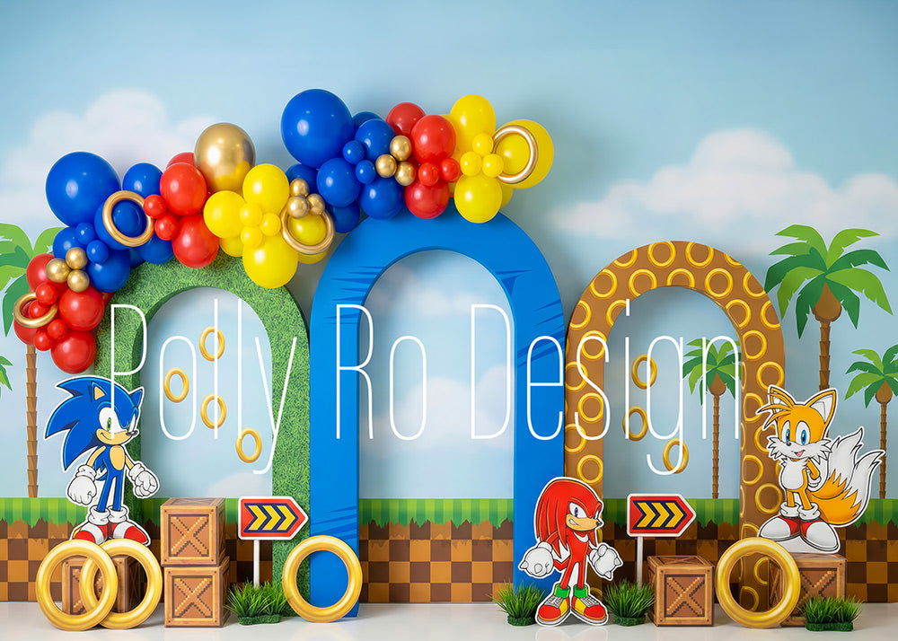 Avezano Sonic Green Hill Zone Photography Backdrop Designed By Polly Ro Design