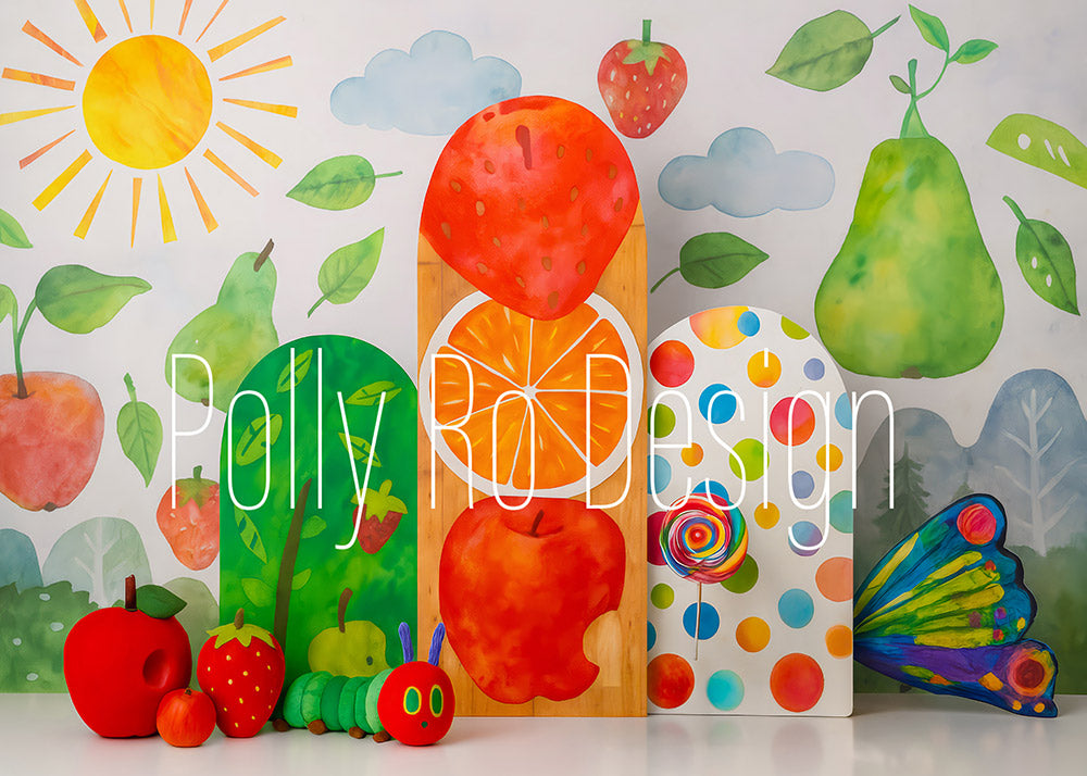 Avezano Caterpillar Fruit Theme Photography Backdrop Designed By Polly Ro Design