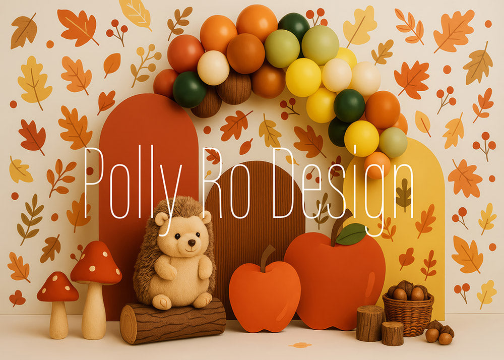 Avezano Autumn Hedgehog Apple Photography Backdrop Designed By Polly Ro Design