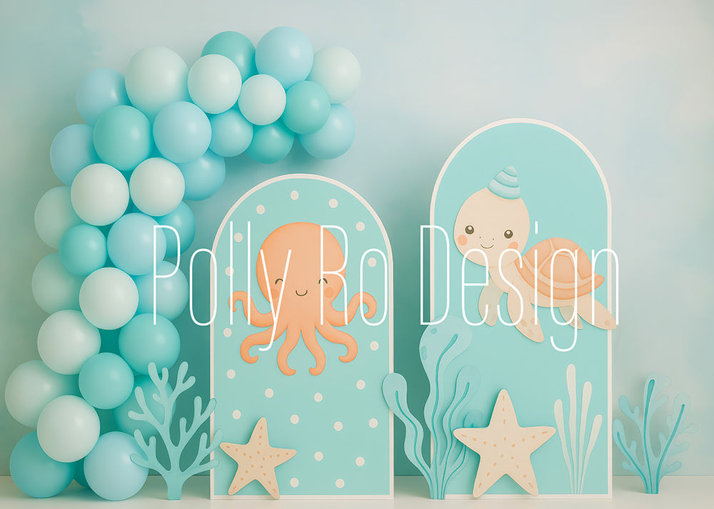 Avezano Octopus Turtle Underwater Photography Backdrop Designed By Polly Ro Design