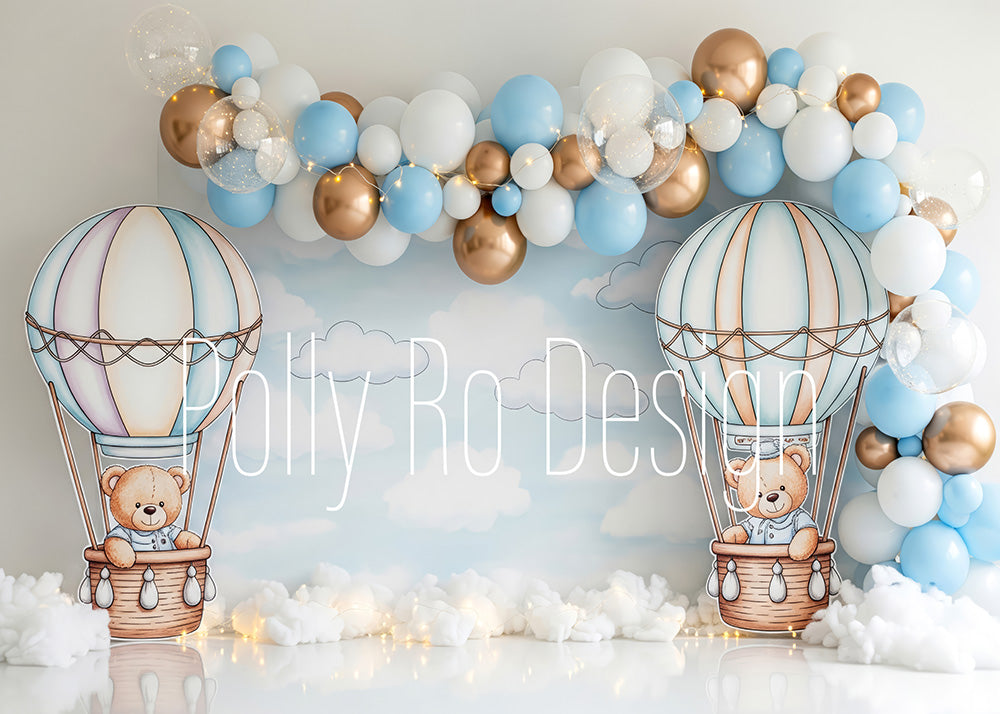 Avezano Hot Air Balloon Teddy Bear Photography Backdrop Designed By Polly Ro Design