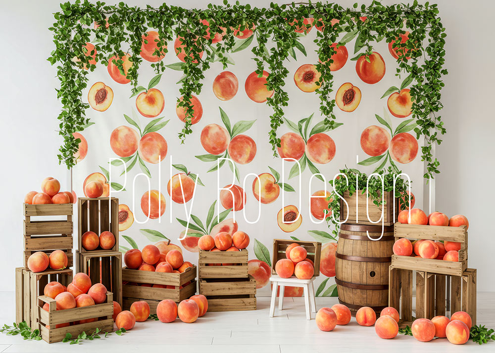 Avezano Watercolor Peach Orchard Photography Backdrop Designed By Polly Ro Design