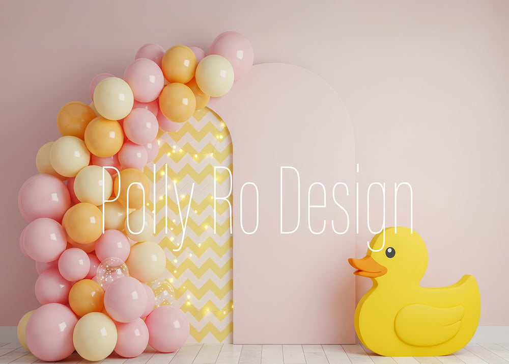 Toile de fond pour photographie de baiser de roses et de ballons de la Saint-Valentin d'Avezano conçue par Polly Ro Design