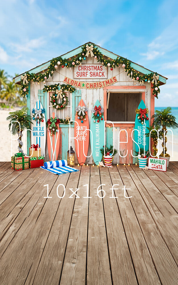 Avezano Beach Surf Shack Christmas Photography Backdrop Designed By Polly Ro Design