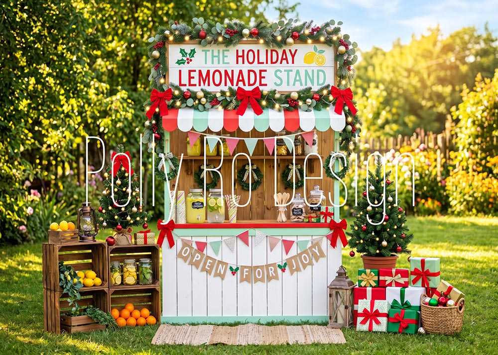 Avezano Holiday Lemonade Stand Christmas Photography Backdrop Designed By Polly Ro Design