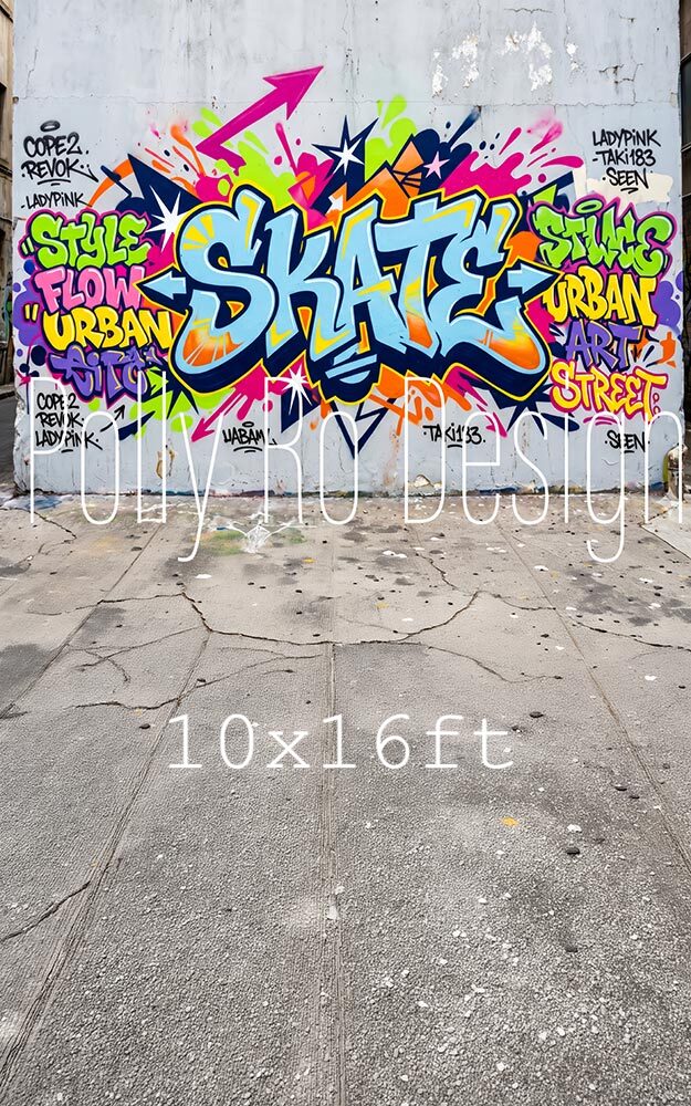 Avezano Colorful Skate Graffiti Art Photography Backdrop Designed By Polly Ro Design