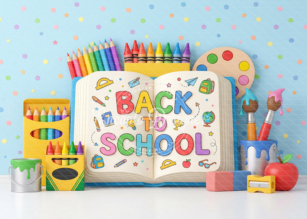 Avezano Open Book Crayon School Photography Background By Encanto Designer