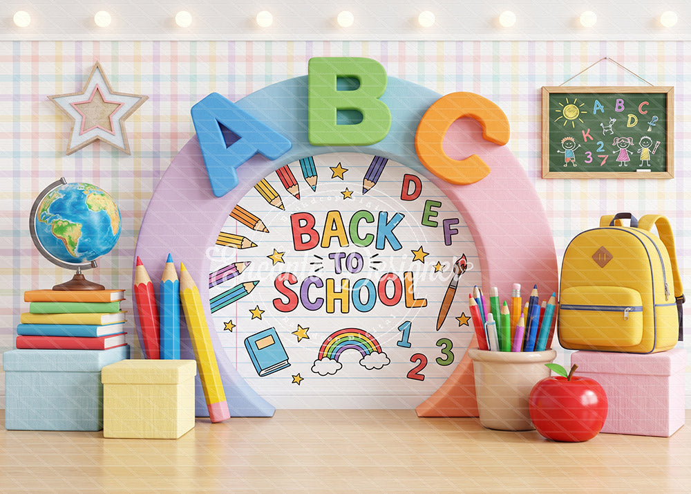 Avezano ABC Arch Rainbow School Photography Background By Encanto Designer